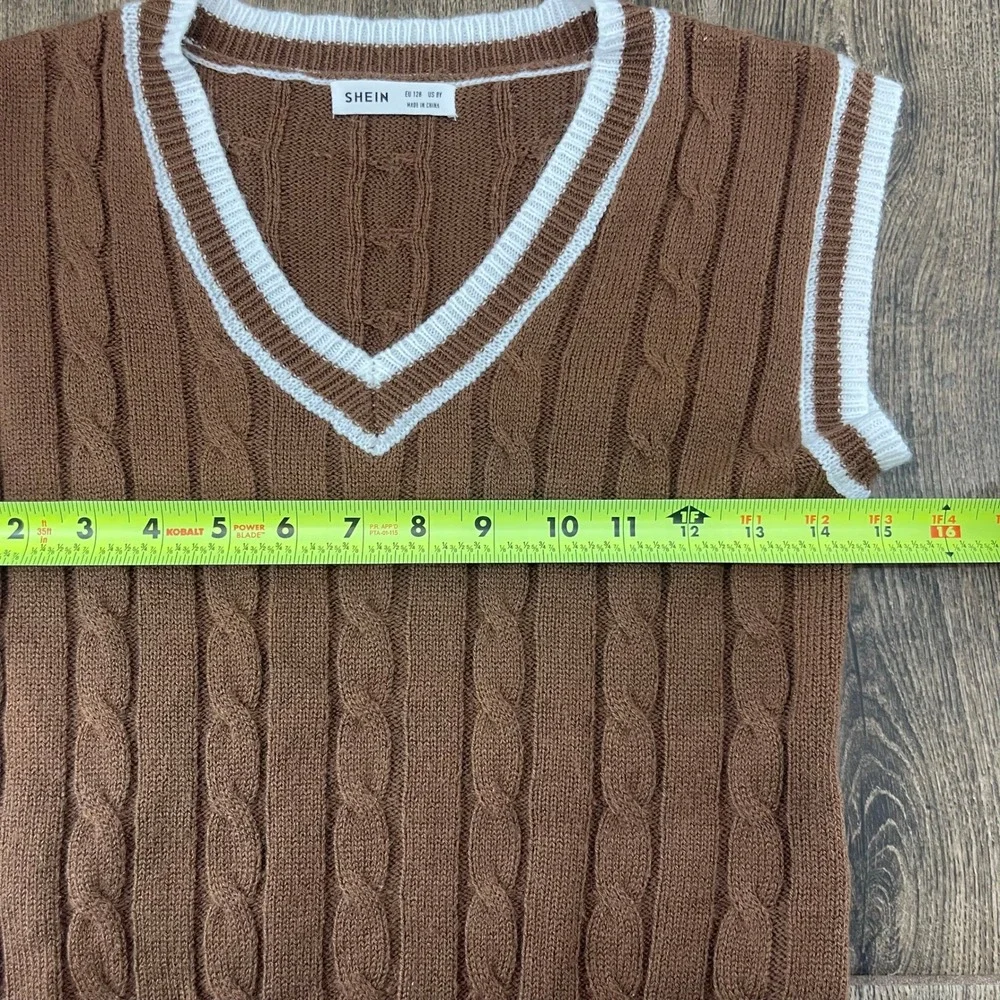 SHEIN Brown Cable Knit V Neck Sweater Vest Kids Size 8Y - Picture 11 of 13